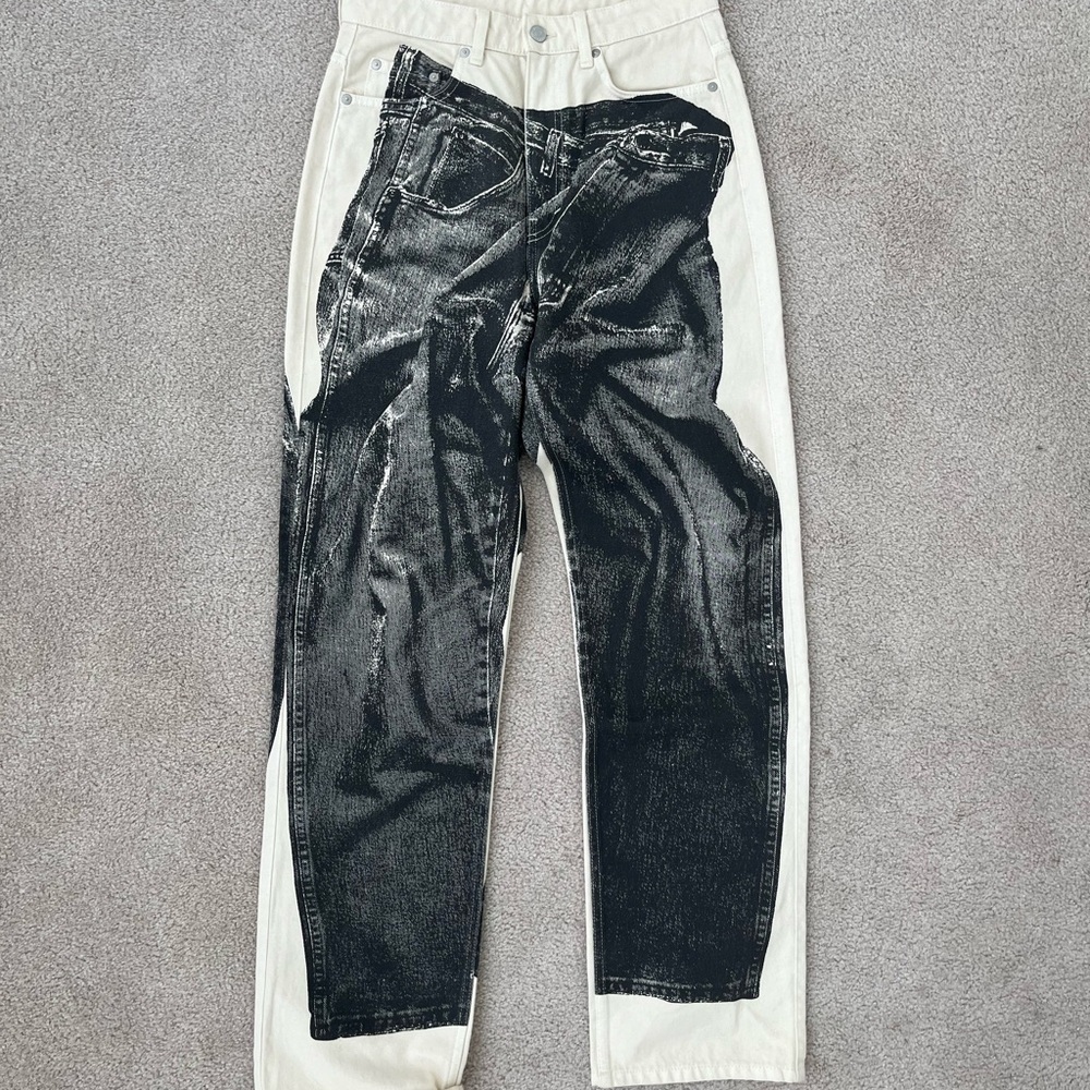 Weekday Two-Tone Straight Leg Pants in Black and White